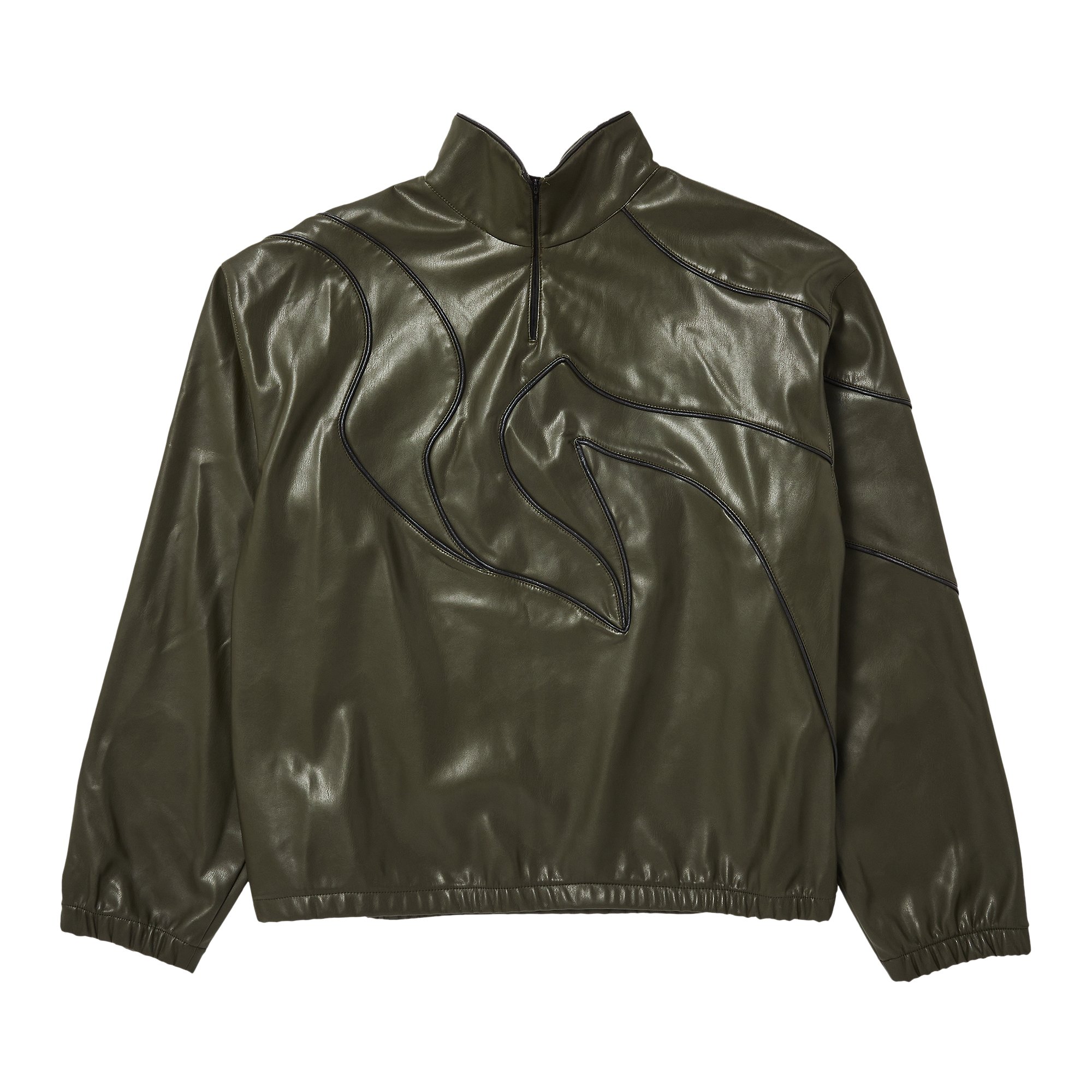 Buy Av Vattev O'Keeffe Leather Sweatshirt 'Olive Green ...