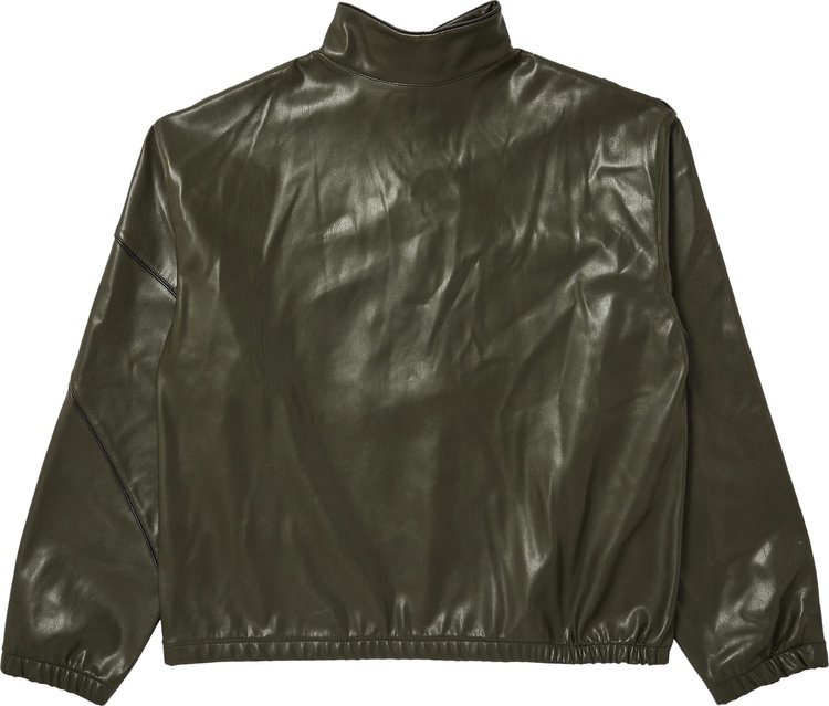 Av Vattev OKeeffe Leather Sweatshirt Olive Green