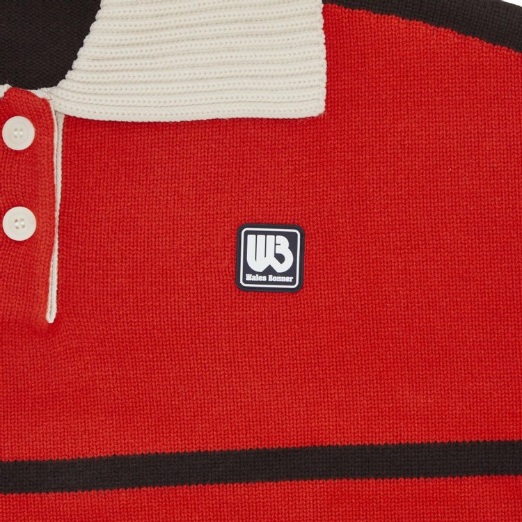 Wales Bonner Calm Polo RedBlackBeige