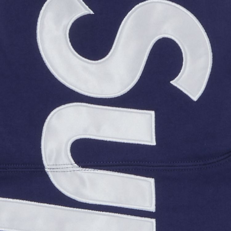 Supreme Satin Applique Hooded Sweatshirt Washed Navy
