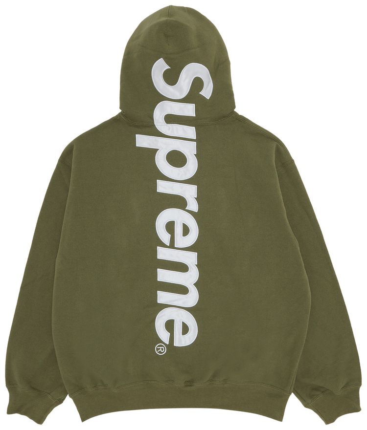 Supreme Satin Applique Hooded Sweatshirt Light Olive