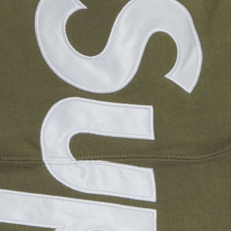 Supreme Satin Applique Hooded Sweatshirt Light Olive