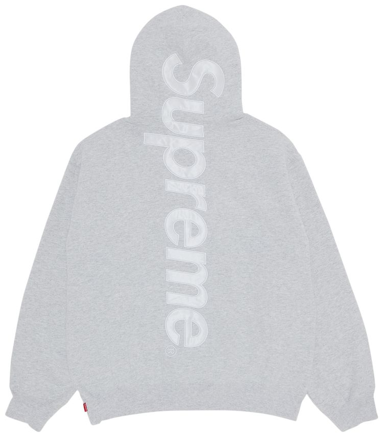 Supreme Satin Applique Hooded Sweatshirt Ash Grey