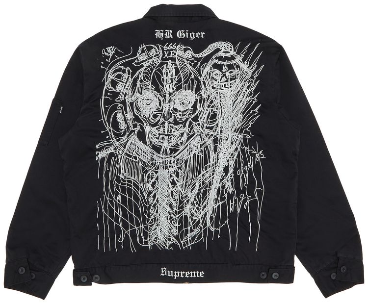 Supreme HR Giger Embroidered Work Jacket Black