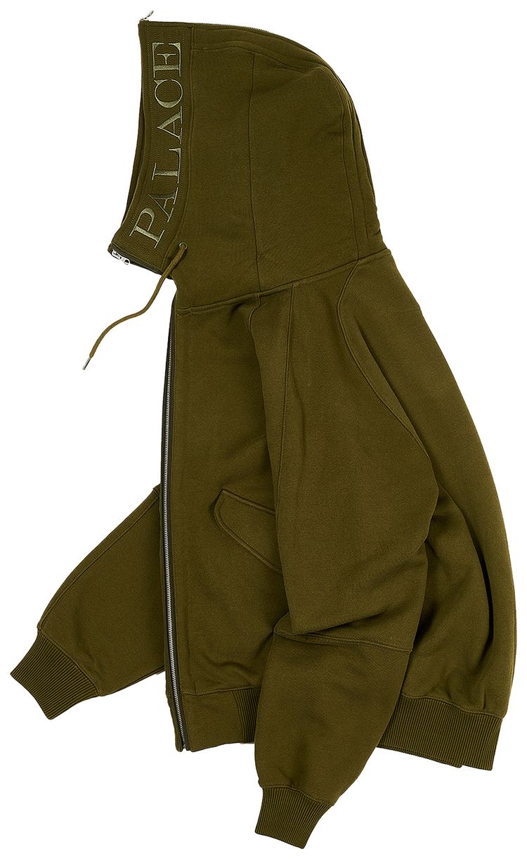 Palace Split Hood Bomber Sweat Olive