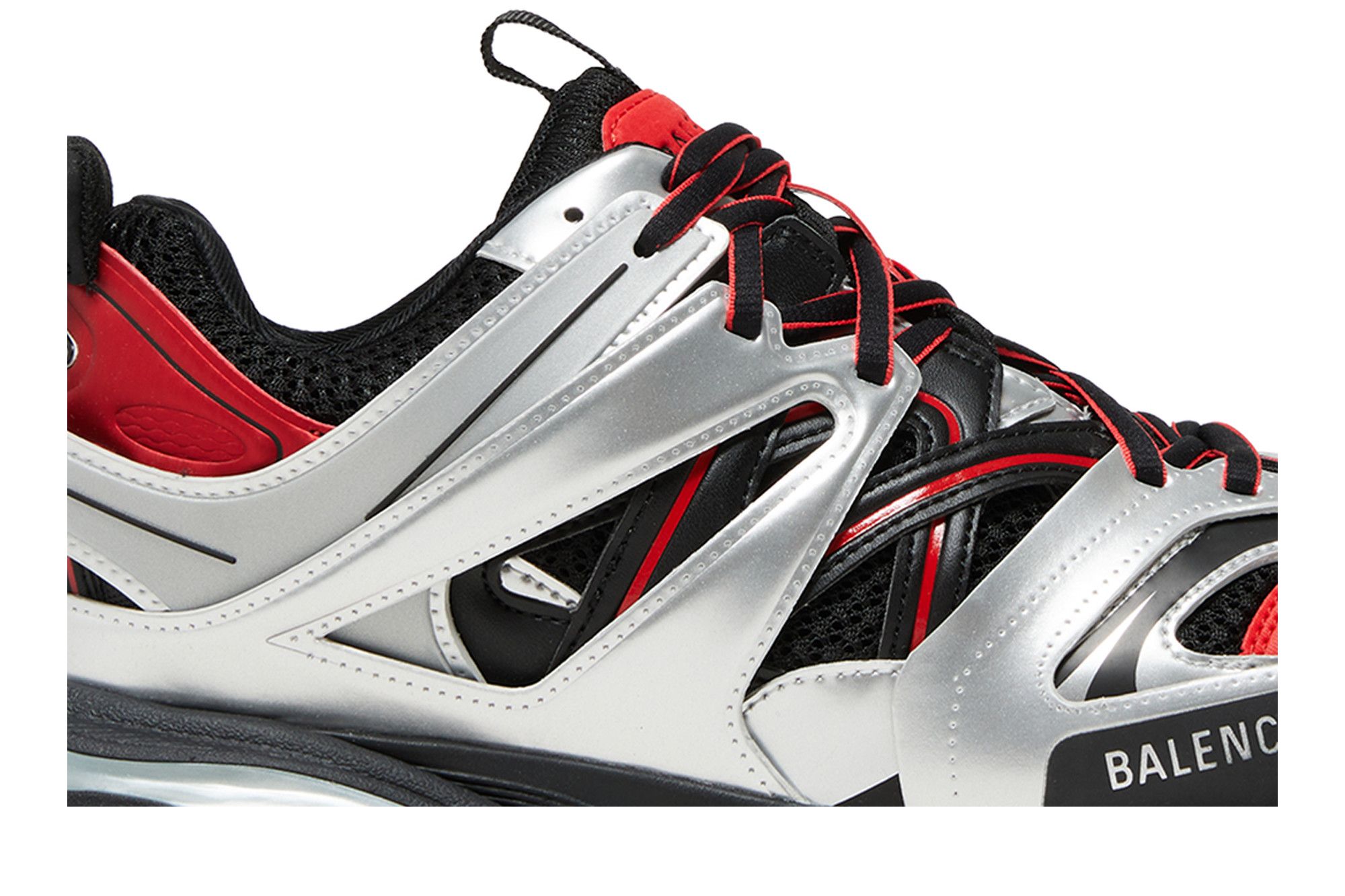 Size 10.0 Balenciaga Track Sneaker Black Red Silver