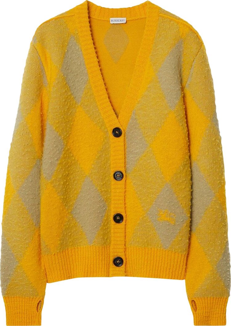 Burberry Argyle Patterned Jacquard Wool Cardigan 'Yellow/Gold'