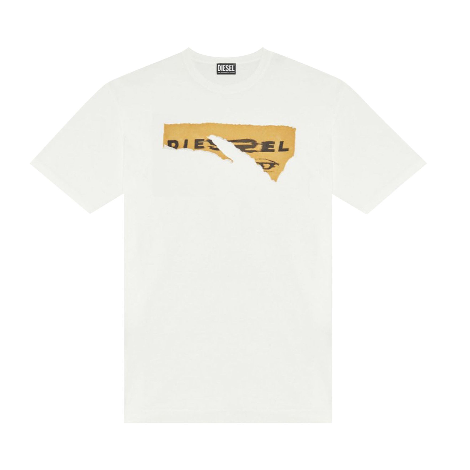 ★DIESEL★ T-shirt off white A113020HGAM141 A113020HGAM141SS Men's T-shirt with metallic Oval D | White | Diesel