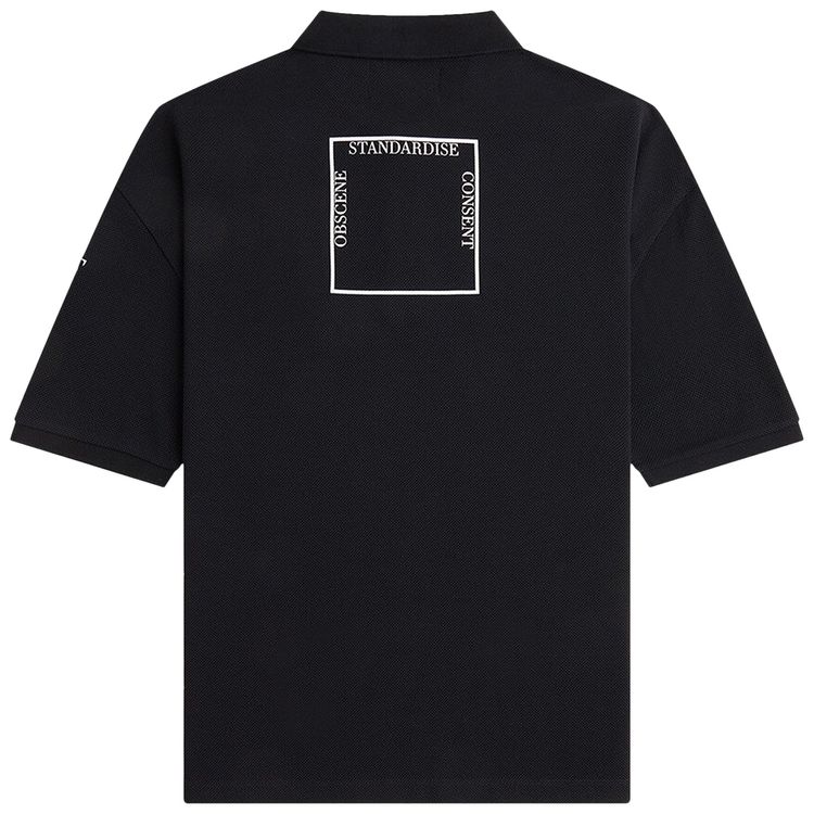 Fred Perry x Raf Simons Printed Oversized Polo Shirt Black