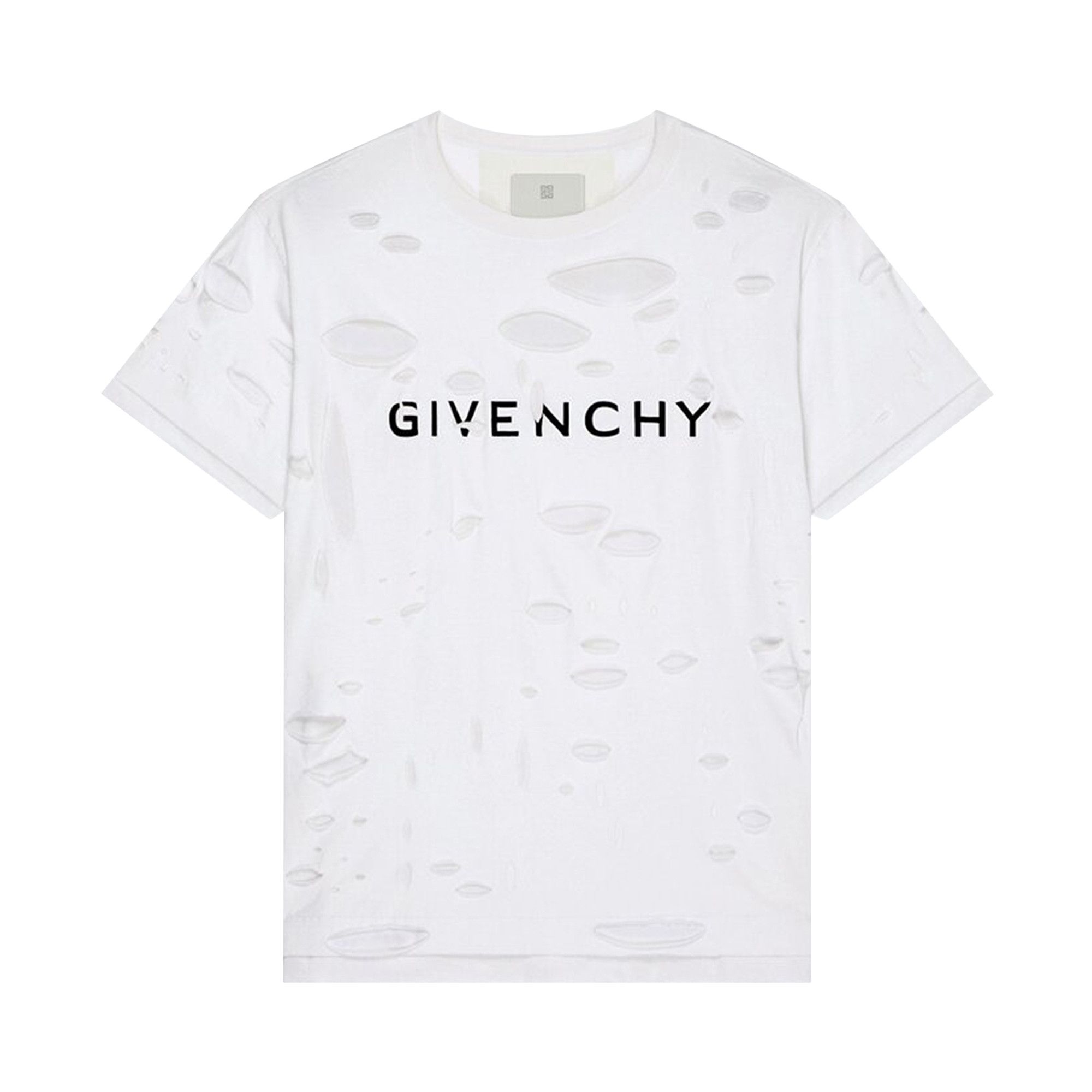 Givenchy 2 Layers Classic Fit Hole T Shirt White