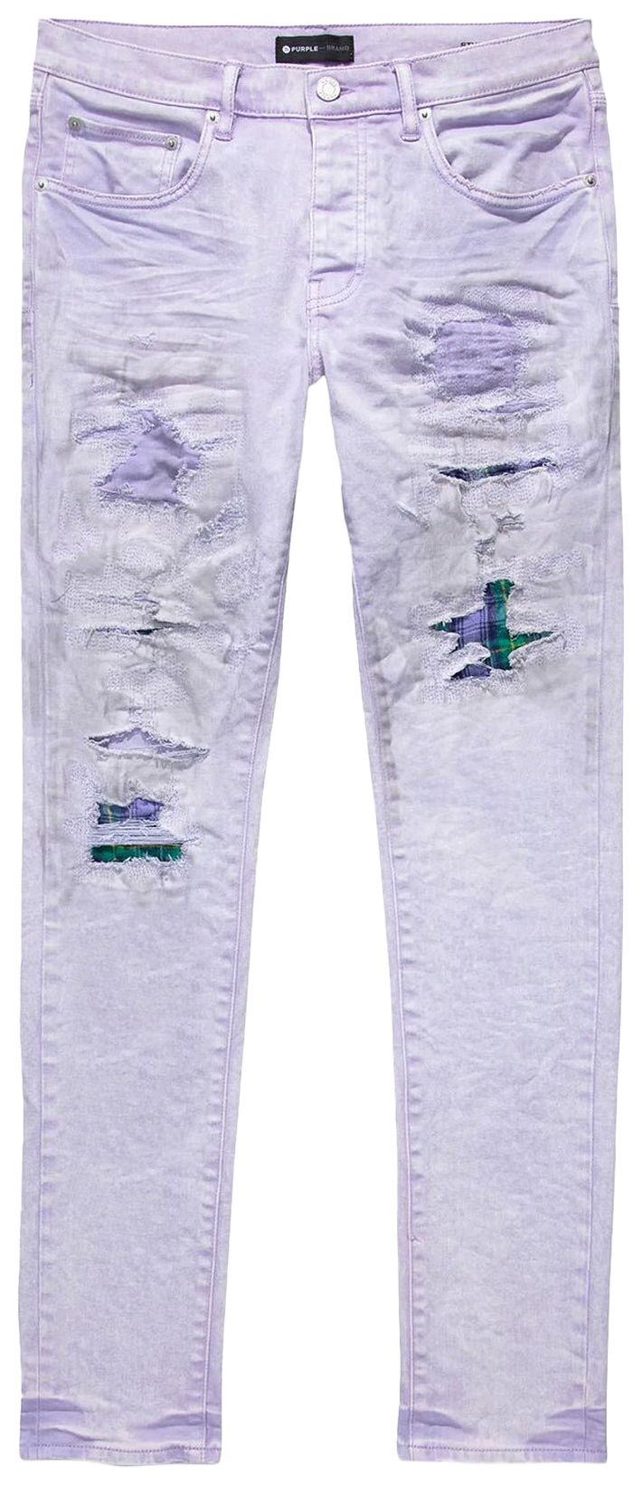 PURPLE BRAND Patch Repair Low Rise Jeans White