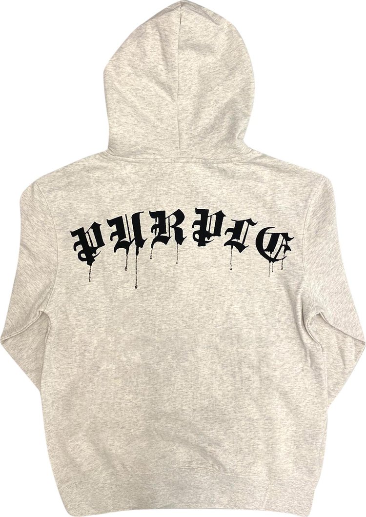 PURPLE BRAND French Terry Gothic Wordmark Hoodie Heather Grey