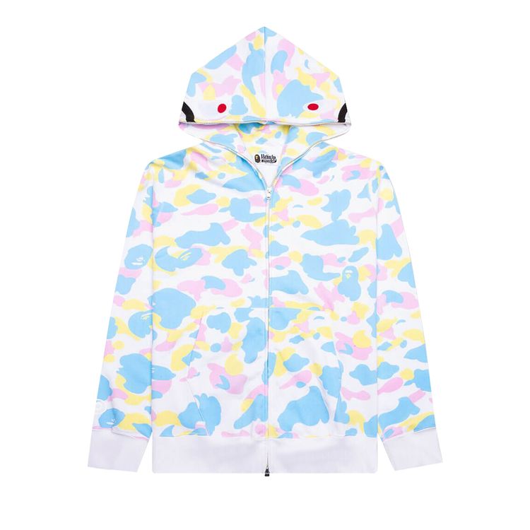 BAPE Multi Camo 2nd Shark Full Zip Hoodie White