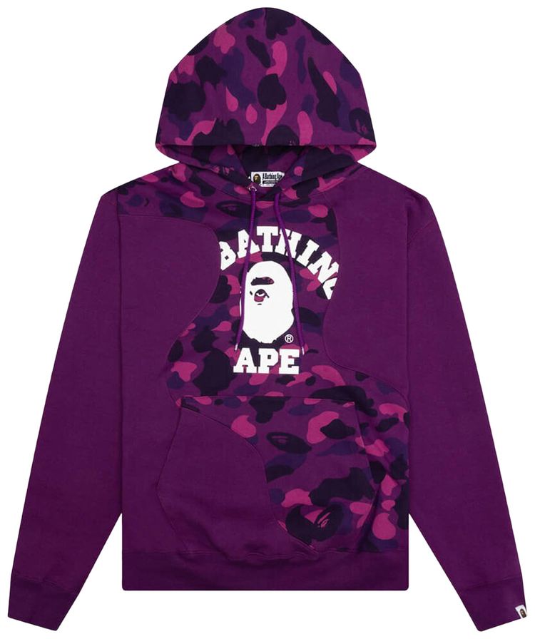 BAPE Color Camo College Cutting Relaxed Fit Hoodie Purple