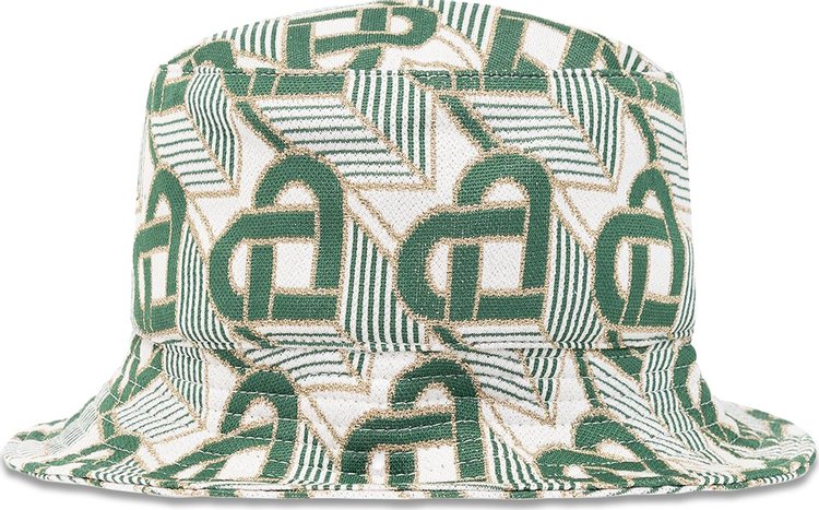 Casablanca Heart Monogram Flat Peak Bucket Hat Evergreen