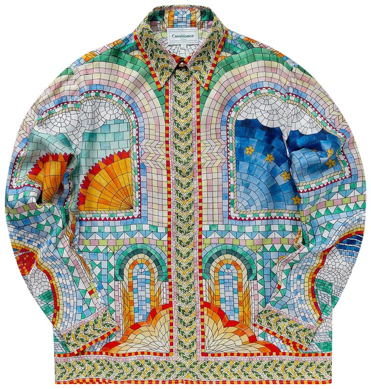 Casablanca Long Sleeve Silk Shirt Mosaic De Damas