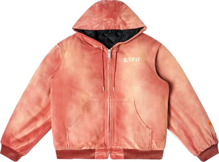 Heron Preston Distressed Effect Hooded Jacket RedWhite