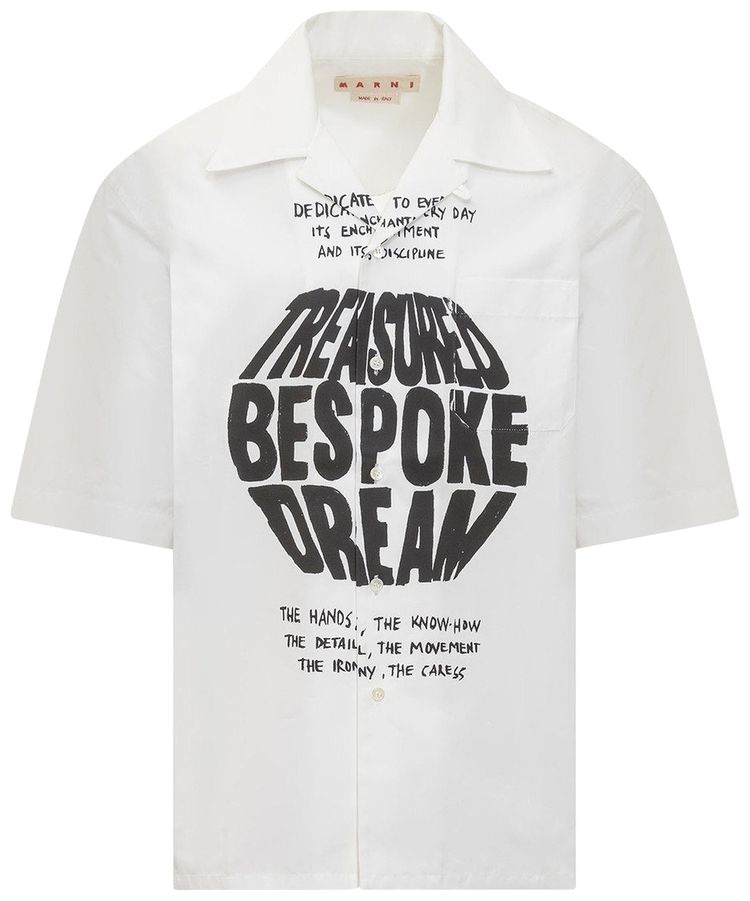Marni Bespoke Printed Logo Embroidered Shirt Stone White