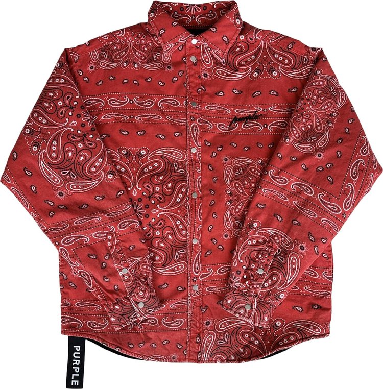 PURPLE BRAND Padded Quilt Lined Bandana Shirt 'Red'