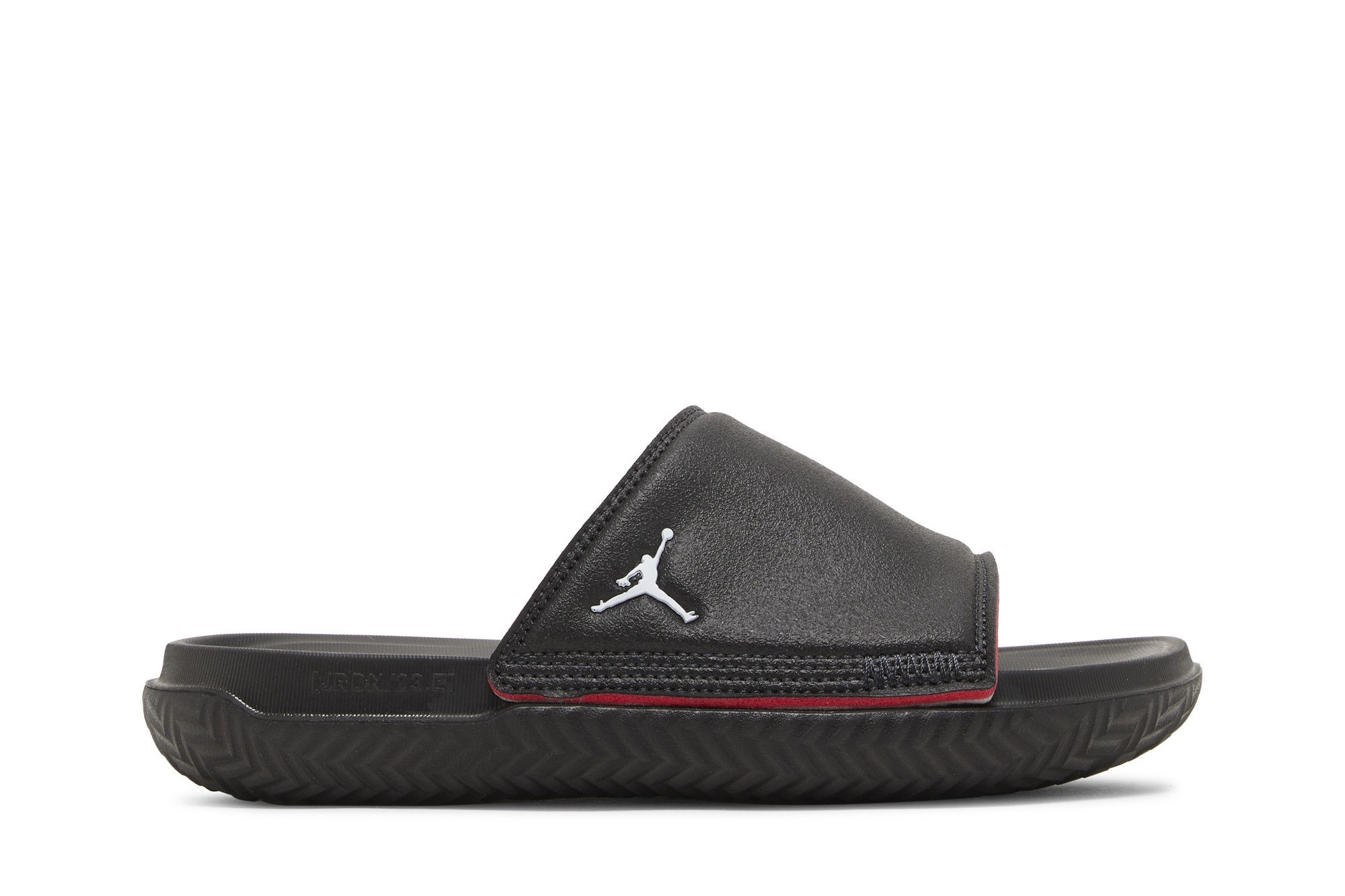 jordan slides black and red