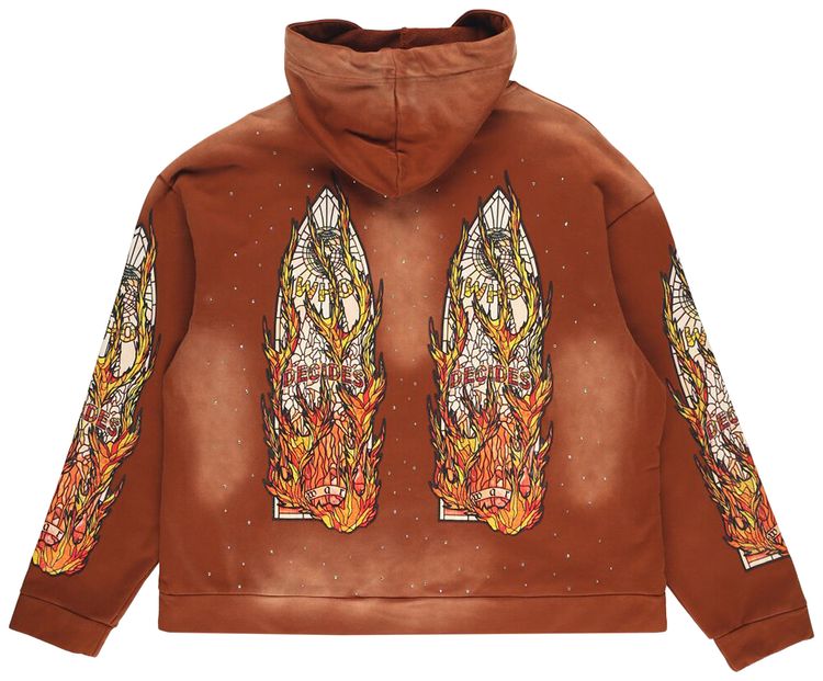 Who Decides War Flame Glass Hoodie Rust