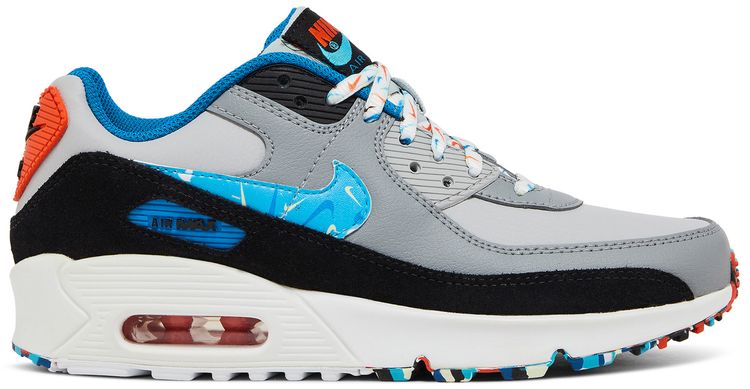 Nike Air Max 90 Leather GS Grey Fog Multi Swoosh