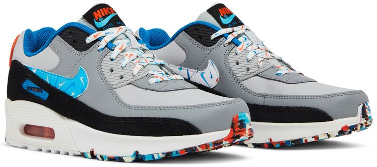 Nike Air Max 90 Leather GS Grey Fog Multi Swoosh