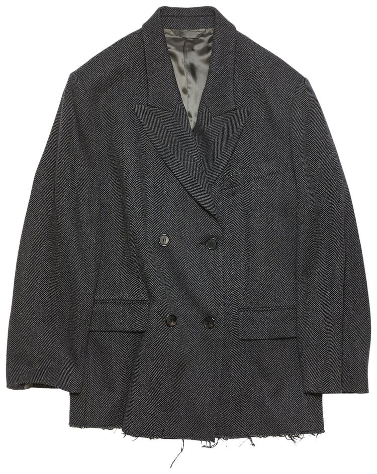 Acne Studios Double Breasted Wool Jacket GreyBlack