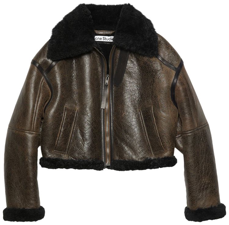 Acne Studios Shearling Jacket Dark BrownBlack