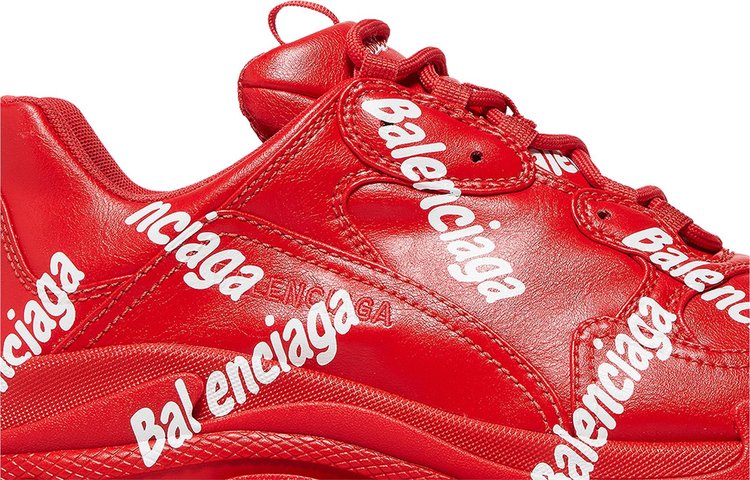 Balenciaga Triple S Sneaker Allover Logo   Tomato Red