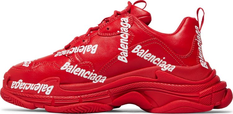 Balenciaga Triple S Sneaker Allover Logo   Tomato Red