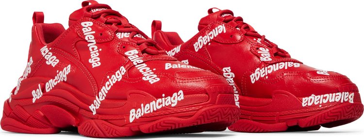 Balenciaga Triple S Sneaker Allover Logo   Tomato Red