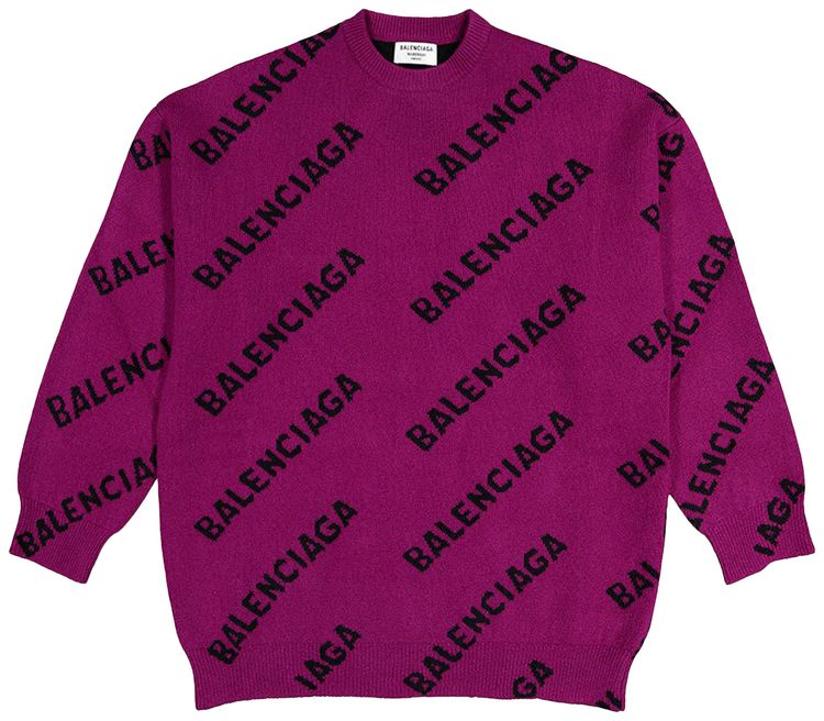 Balenciaga All Over Logo Sweatshirt FuchsiaBlack