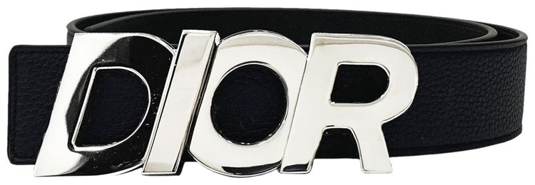 Dior Logo Plaque Belt BlackSilver