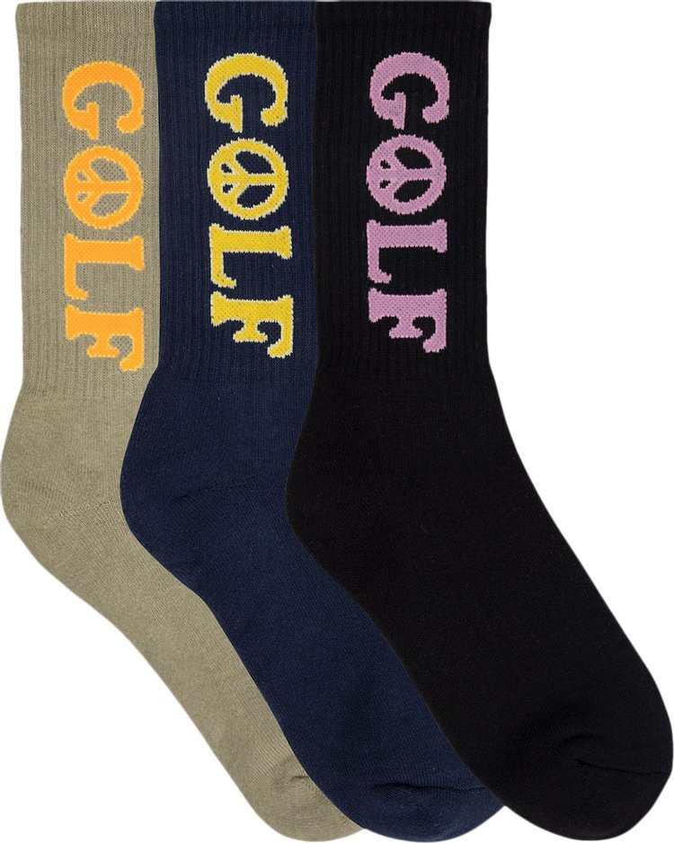 GOLF WANG Peace Sock (3 Pack) 'Green/Navy/Black'
