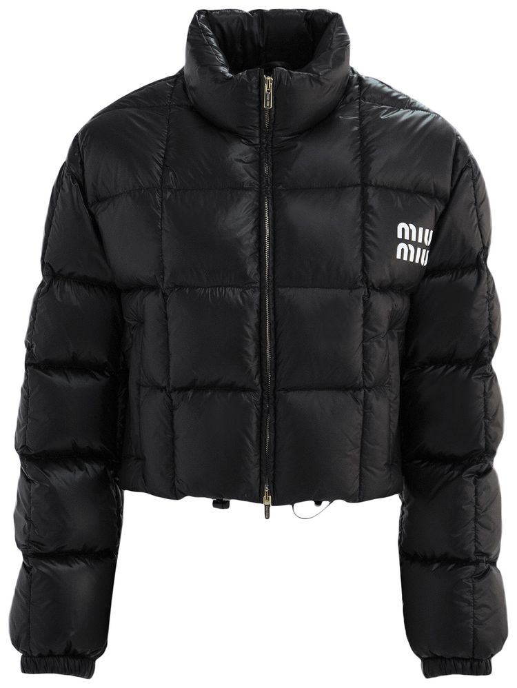 Miu Miu Cropped Down Jacket Black