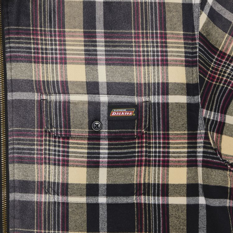 Supreme x Dickies Plaid Hooded Zip Up Shirt Black