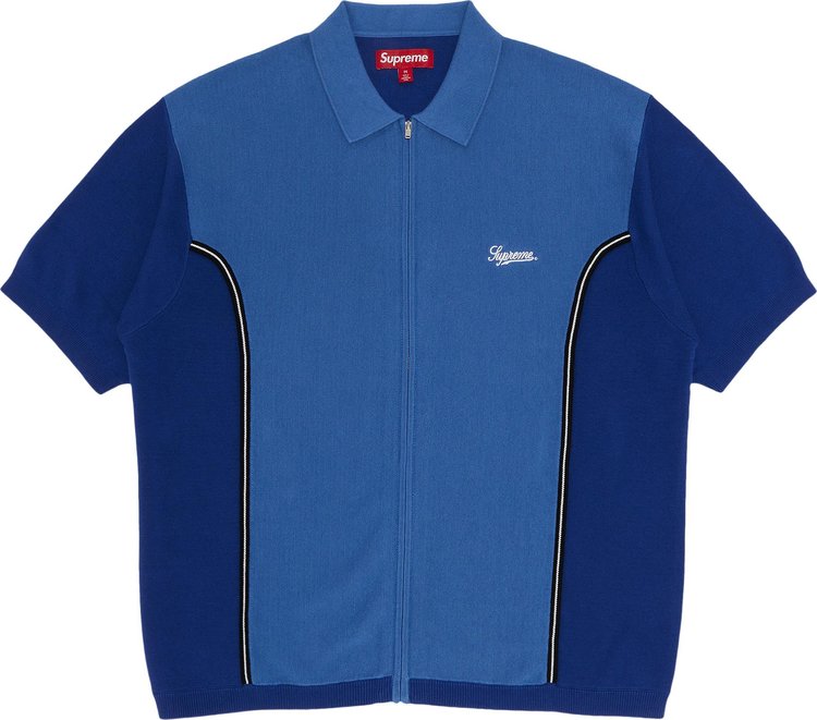 Supreme Piping Zip Up Polo 'Dark Blue'