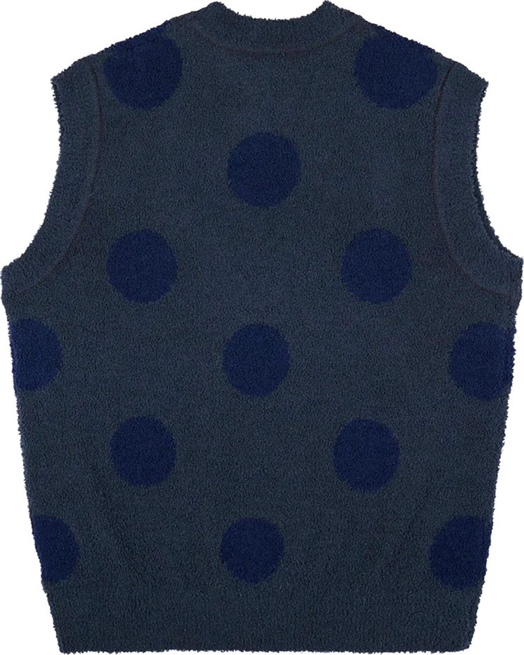 Brain Dead Teddy Fur Dot Knit Sweater Vest Navy