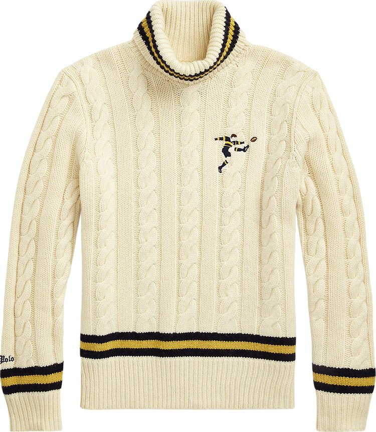 Polo Ralph Lauren Cable Knit Wool Blend Turtleneck Sweater 'Cream'