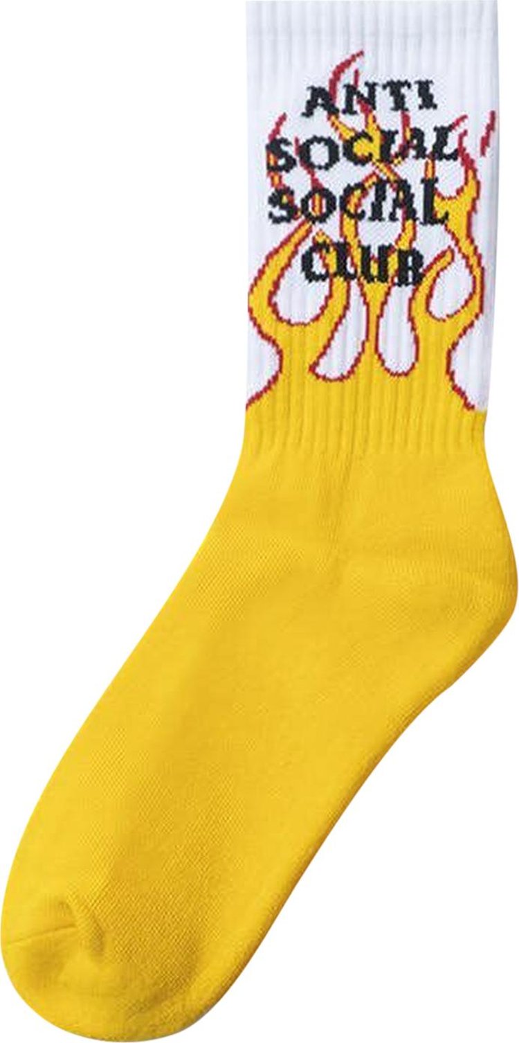 Anti Social Social Club Flame Socal Socks White