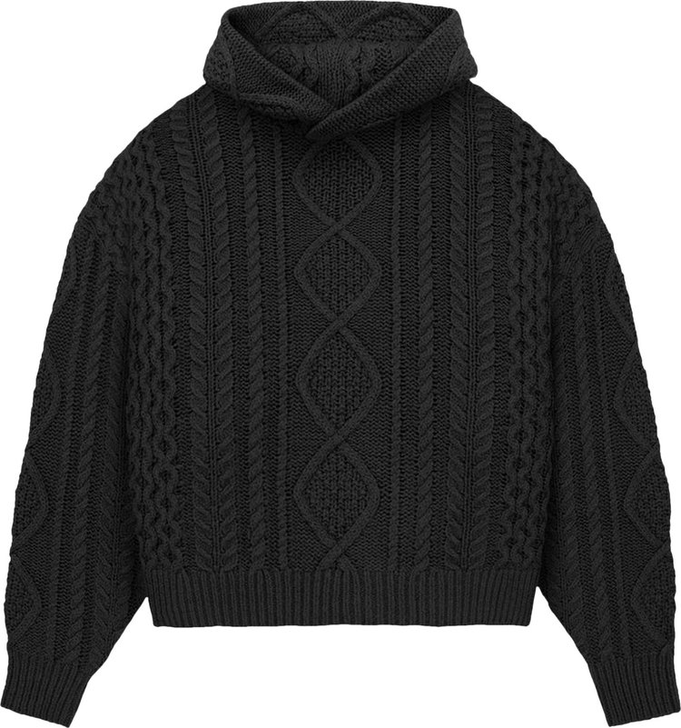 Fear of God Essentials Cable Knit Hoodie 'Jet Black'