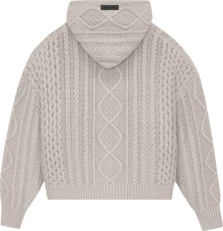 Fear of God Essentials Cable Knit Hoodie Silver Cloud