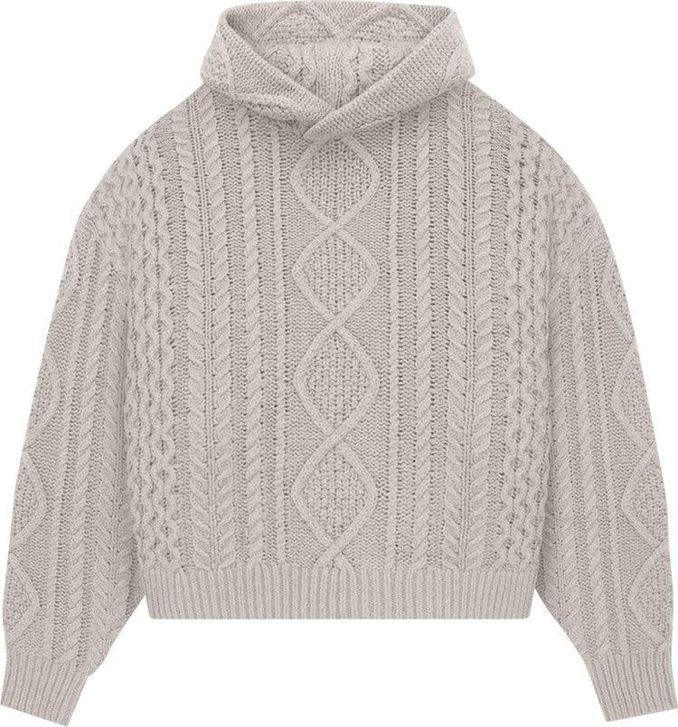 Buy Fear of God Essentials Cable Knit Hoodie 'Silver Cloud ...