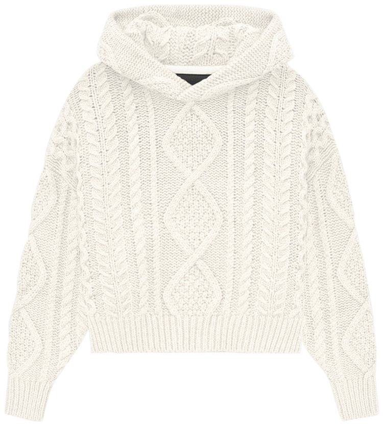 Fear of God Essentials Kids Cable Knit Hoodie Cloud Dancer