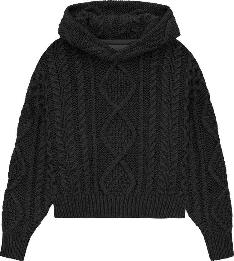 Buy Fear of God Essentials Kids Cable Knit Hoodie 'Jet Black ...