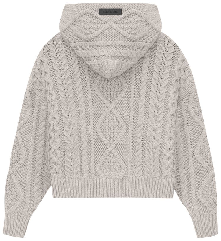 Fear of God Essentials Kids Cable Knit Hoodie Silver Cloud