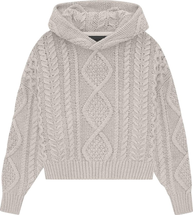 Buy Fear of God Essentials Kids Cable Knit Hoodie 'Silver Cloud ...