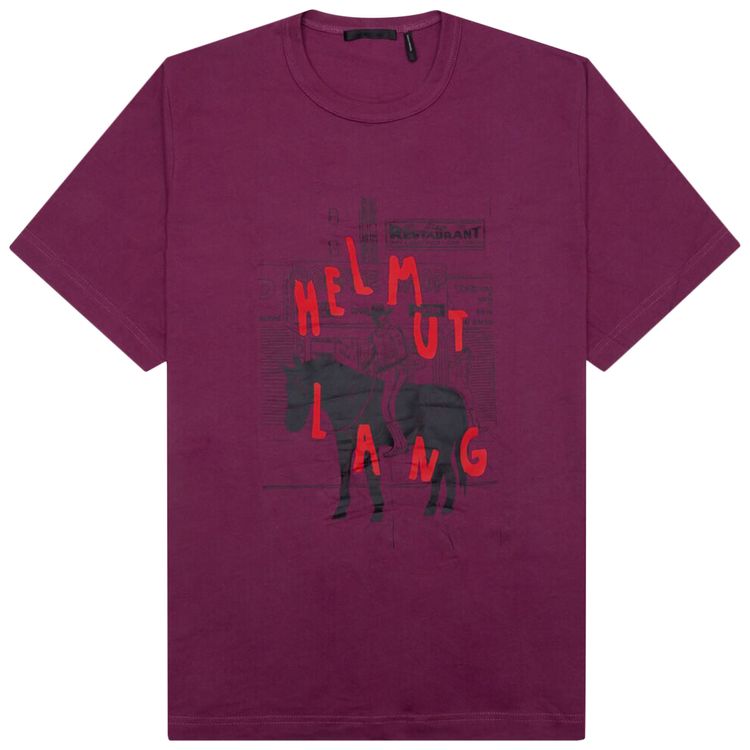 Helmut Lang Scribble Logo Tee Raspberry