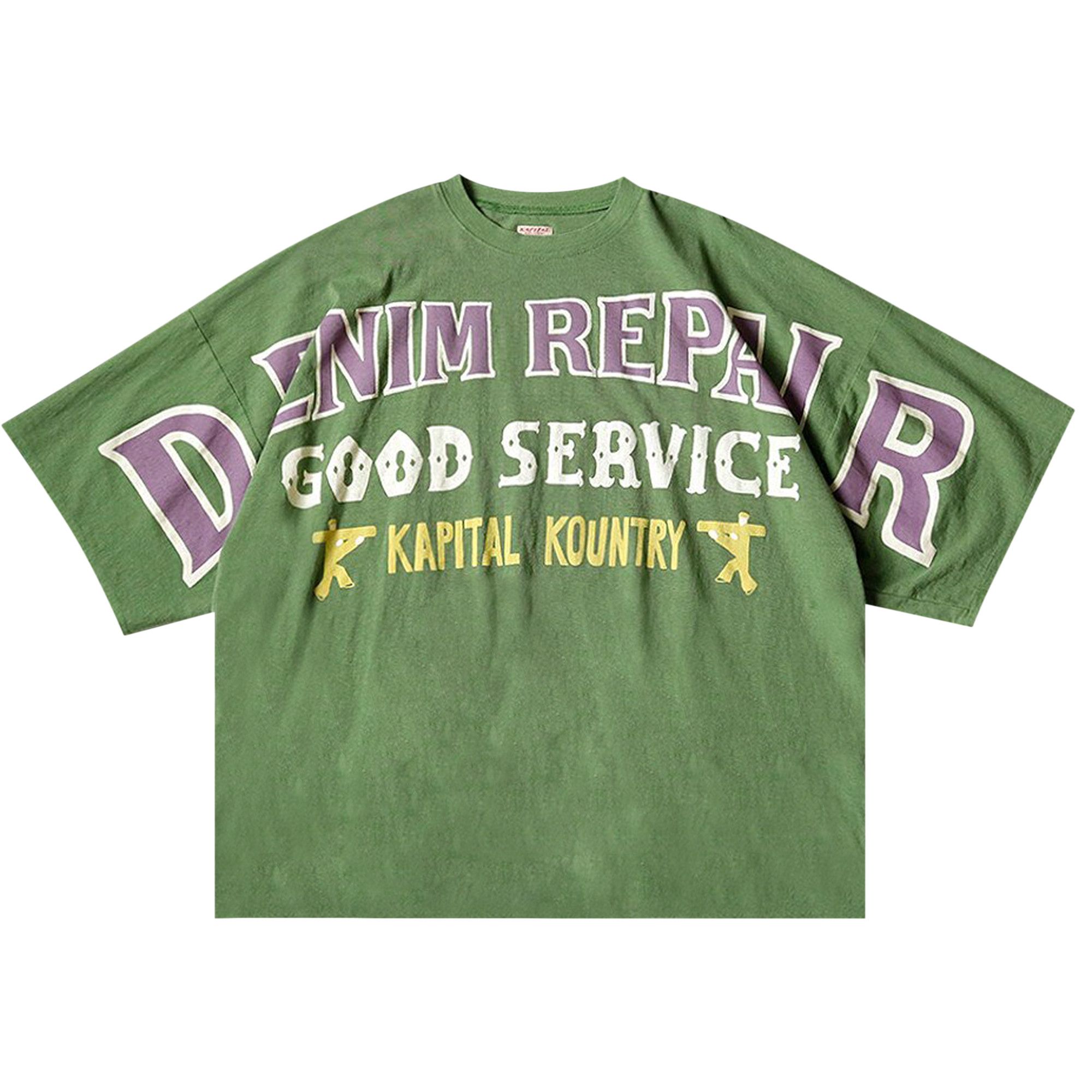 Buy Kapital Denim Repair Huge Jersey T-Shirt 'Green